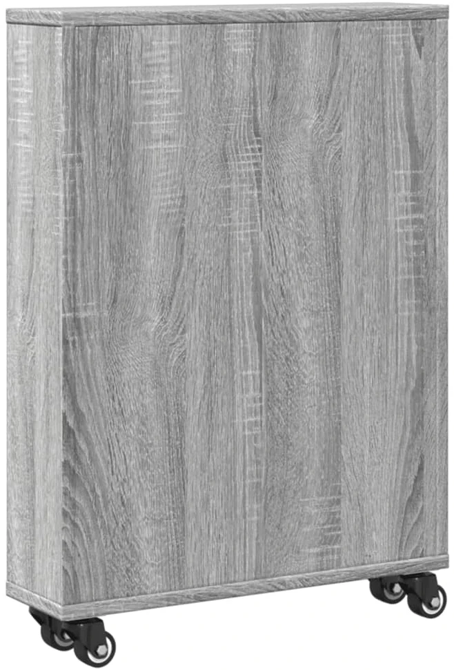 Siauras vežimėlis daiktams, pilkas ąžuolo, 48x13x68cm, mediena