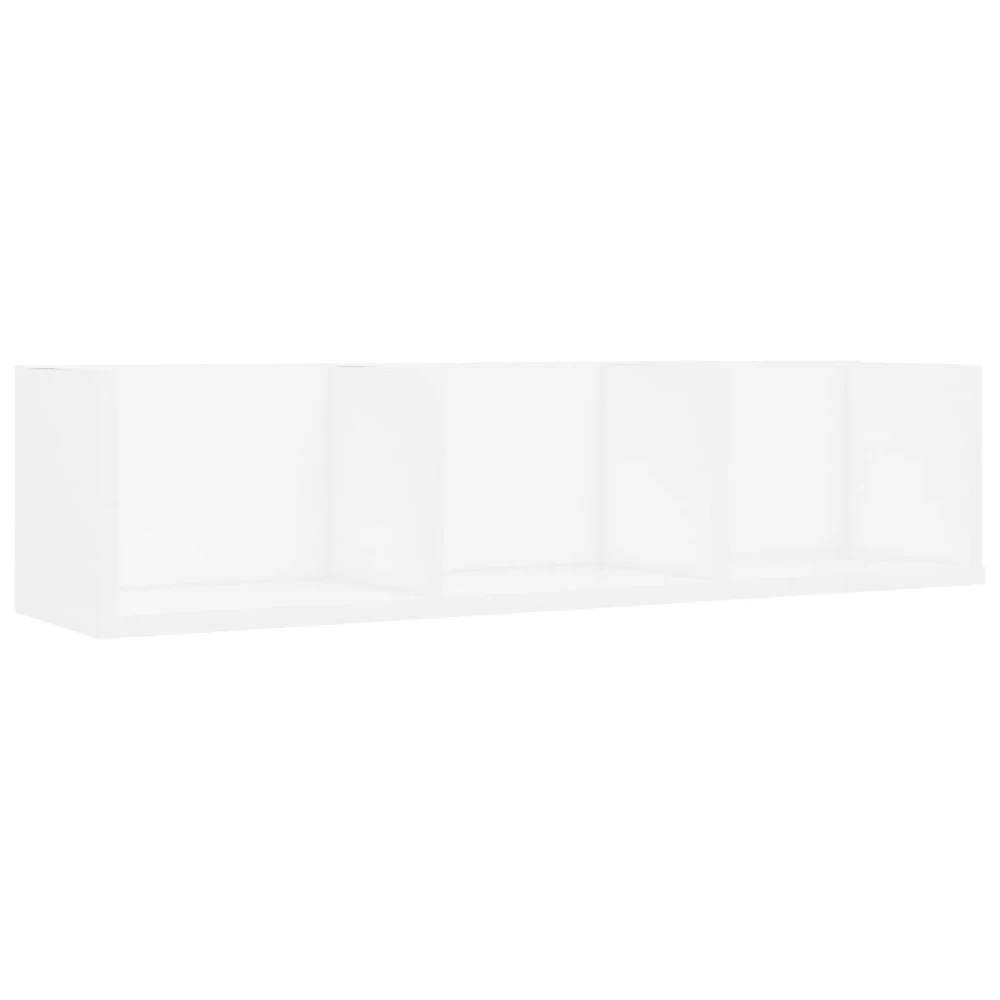 Sieninė CD lentyna, balta, 75x18x18cm, apdirbta mediena