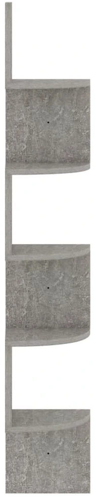 Sieninė kampinė lentyna, betono, 19x19x123cm, apdirbta mediena