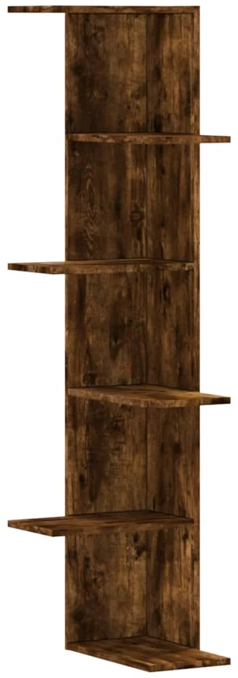 Sieninė kampinė lentyna, dūminio ąžuolo, 36,5x36,5x140cm