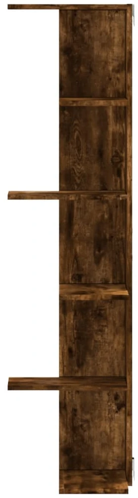 Sieninė kampinė lentyna, dūminio ąžuolo, 36,5x36,5x140cm