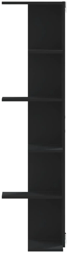 Sieninė kampinė lentyna, juodos, 36,5x36,5x140cm, MDP