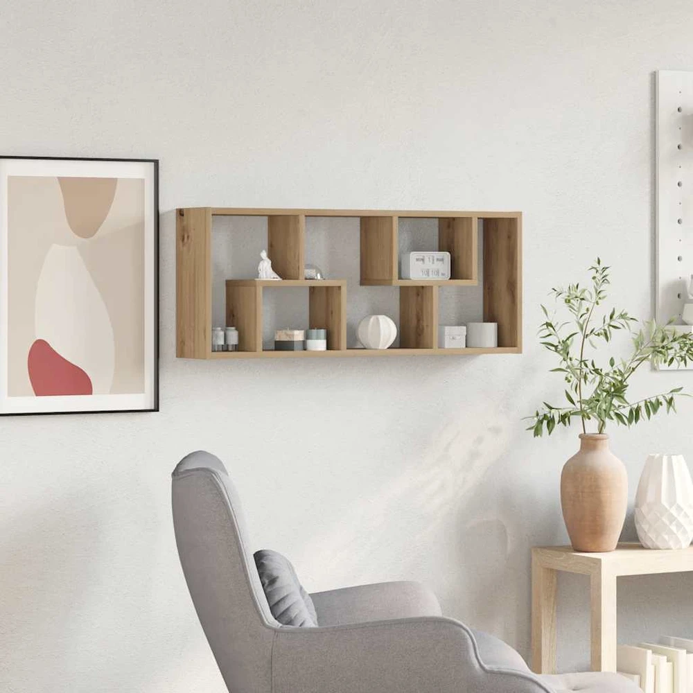 Sieninė lentyna, ąžuolo spalvos, 36x16x90cm, inžinerinė mediena