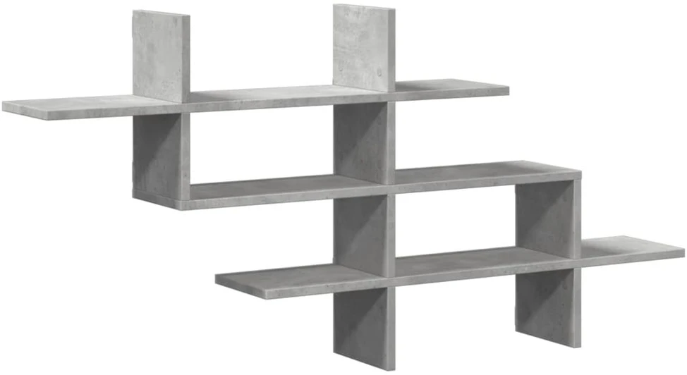 Sieninė lentyna, betono, 124,5x18x60,5cm, apdirbta mediena
