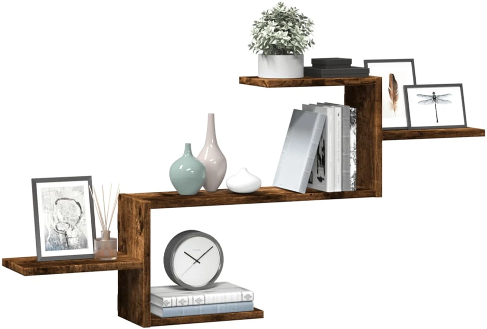 Sieninė lentyna, dūminio ąžuolo, 104x15x49cm, apdirbta mediena