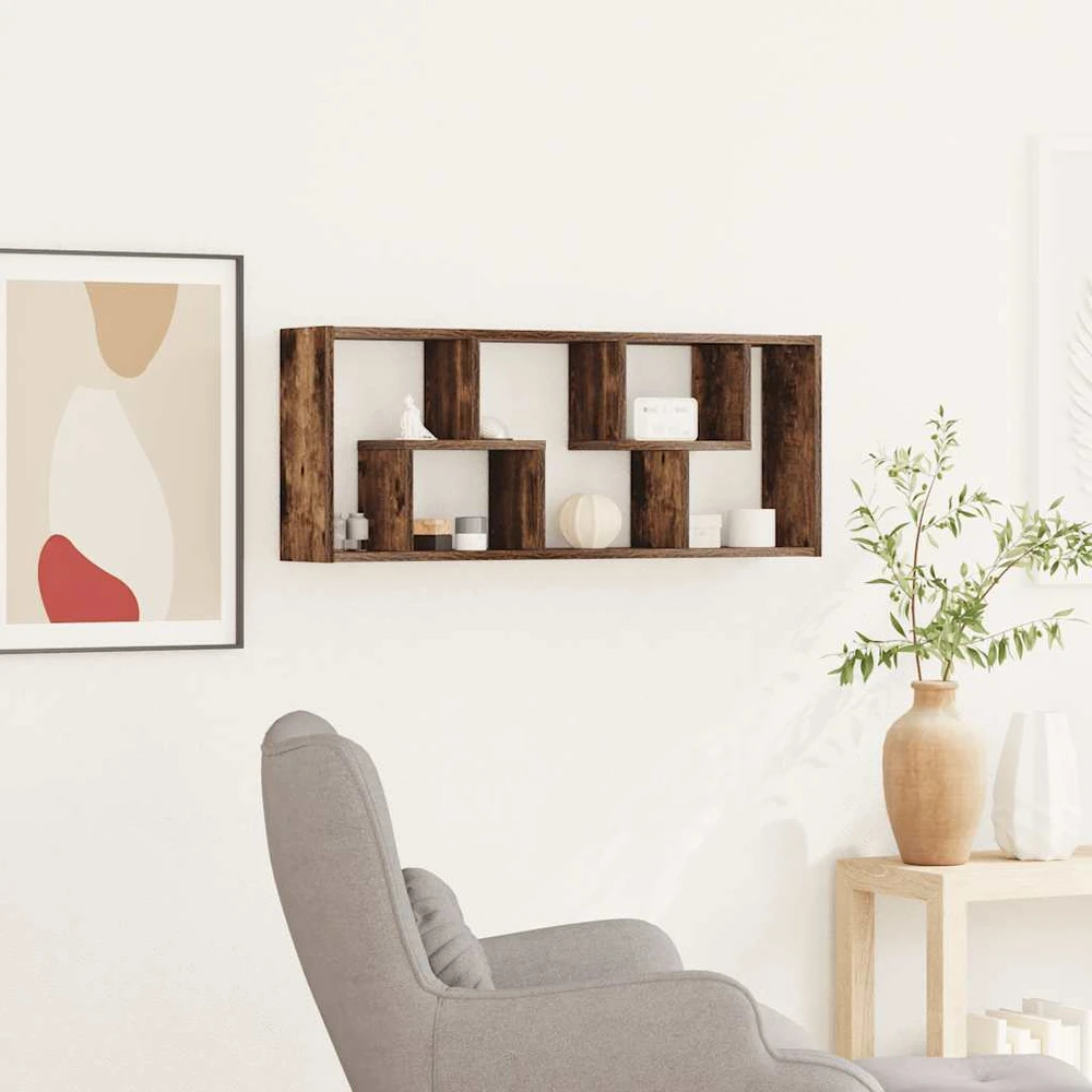 Sieninė lentyna, dūminio ąžuolo, 36x16x90cm, apdirbta mediena