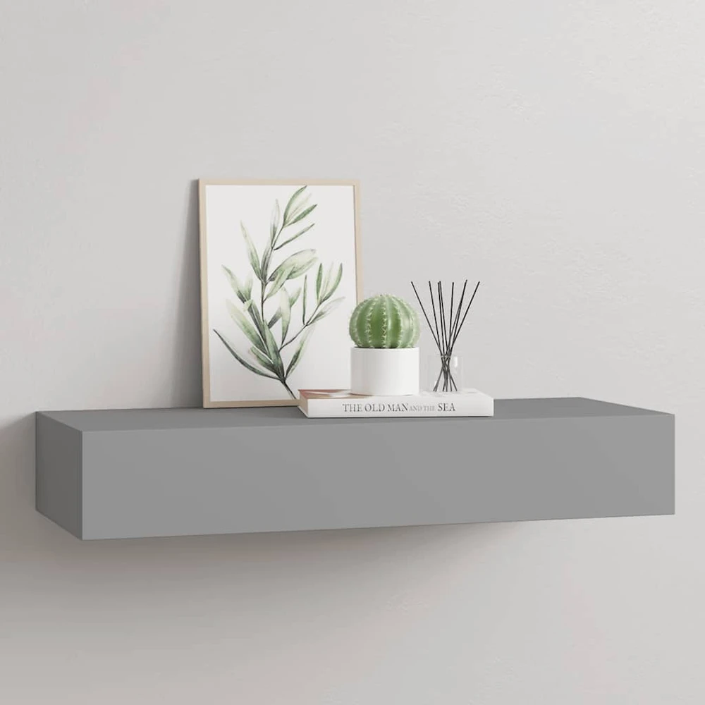 Sieninė lentyna su stalčiumi, pilka, 60x23,5x10cm, MDF