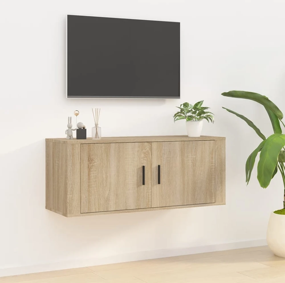 TV staliukas Sieninė televizoriaus spintelė, ąžuolo, 100x34,5x40cm