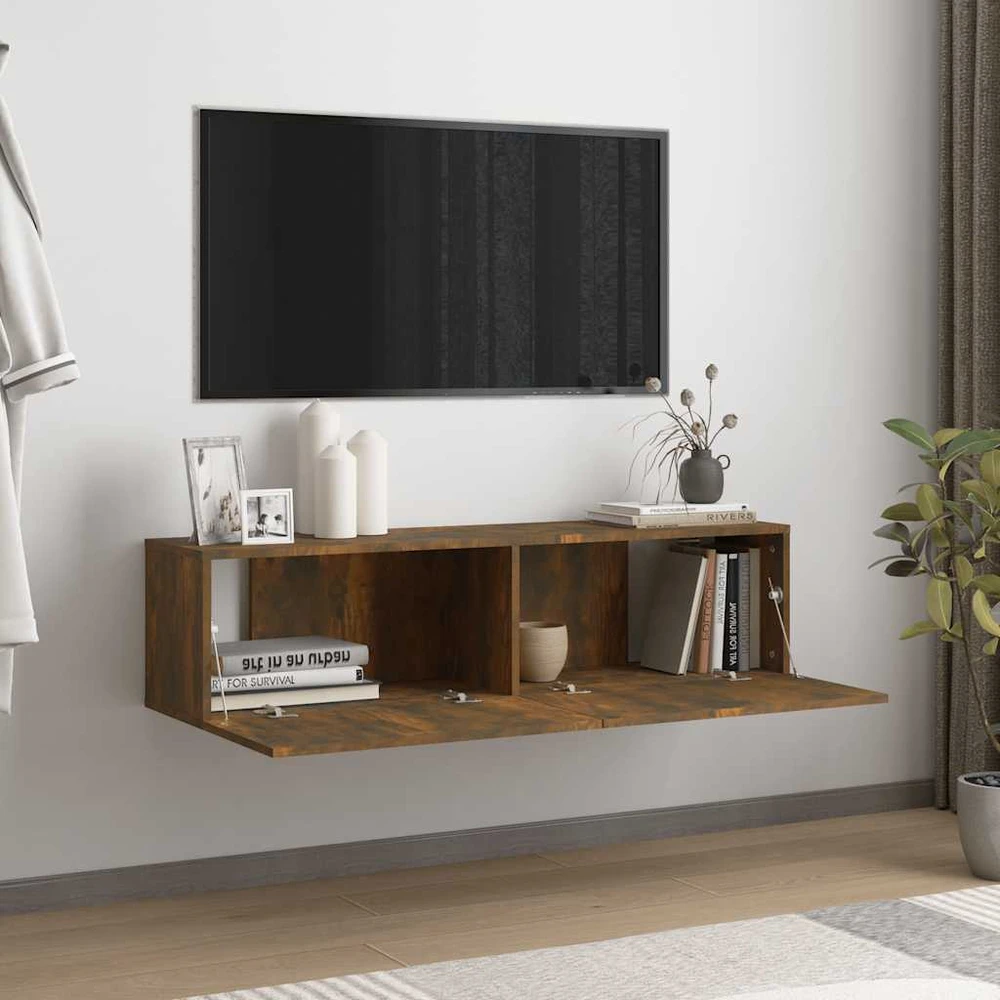 TV staliukas Sieninė televizoriaus spintelė, ąžuolo, 120x30x30 cm, mediena