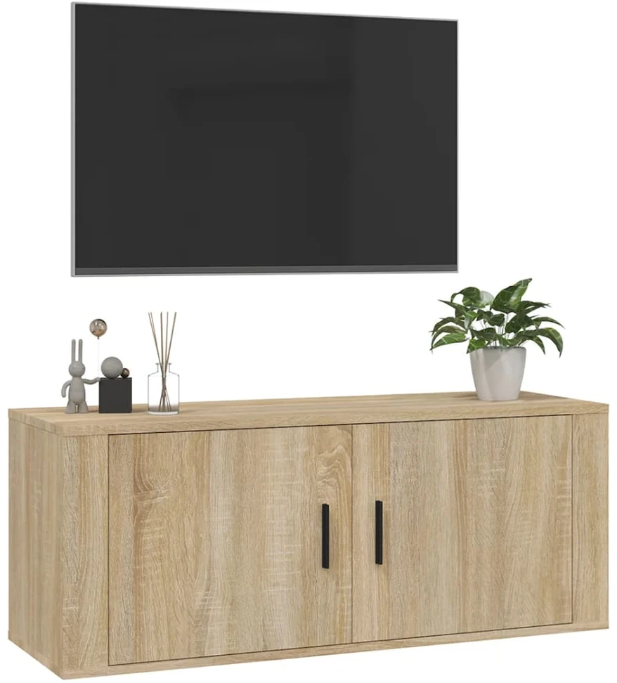 TV staliukas Sieninė televizoriaus spintelė, ąžuolo, 100x34,5x40cm
