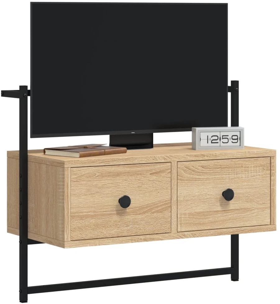 TV staliukas Sieninė televizoriaus spintelė, ąžuolo, 60,5x30x51cm, mediena
