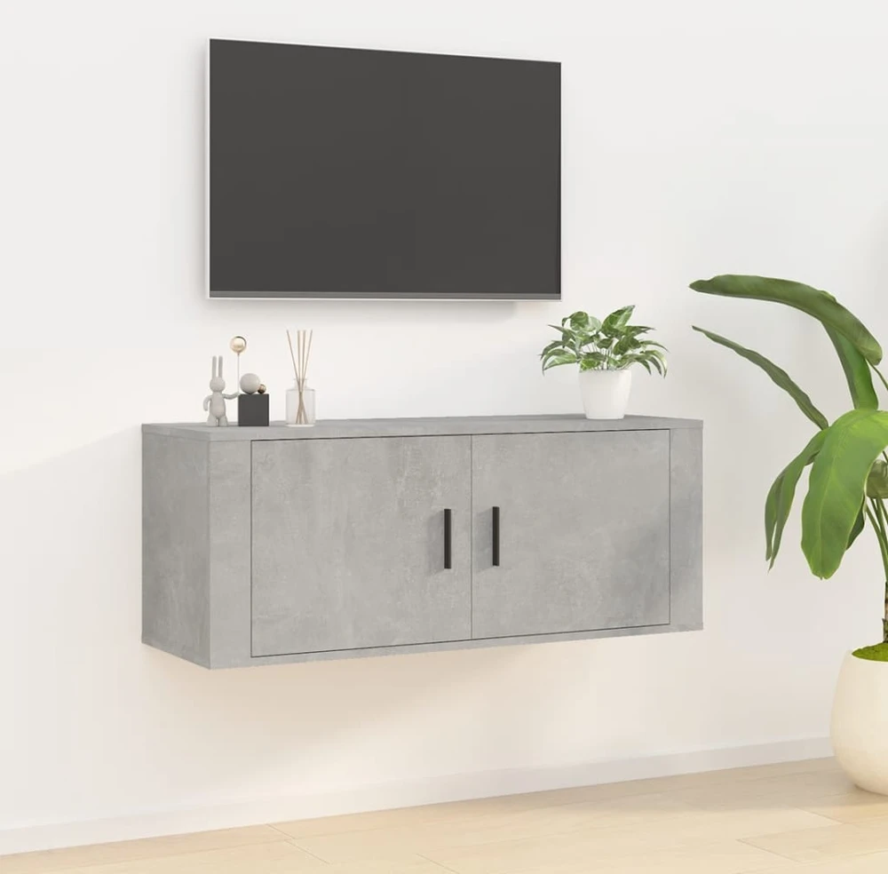 TV staliukas Sieninė televizoriaus spintelė, betono pilka, 100x34,5x40cm