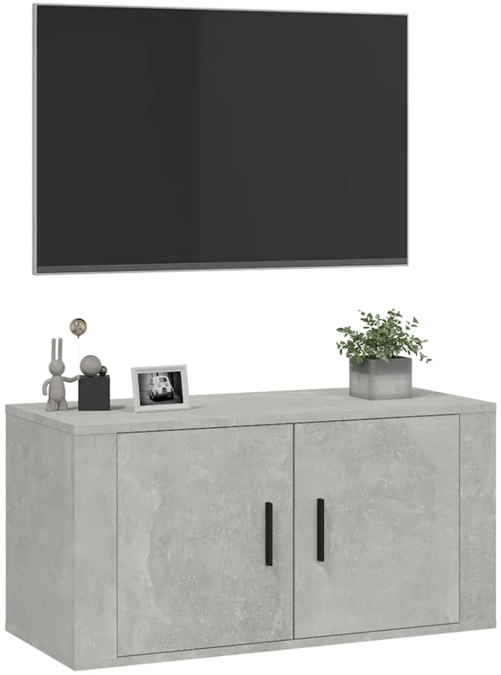 TV staliukas Sieninė televizoriaus spintelė, betono pilka, 80x34,5x40cm