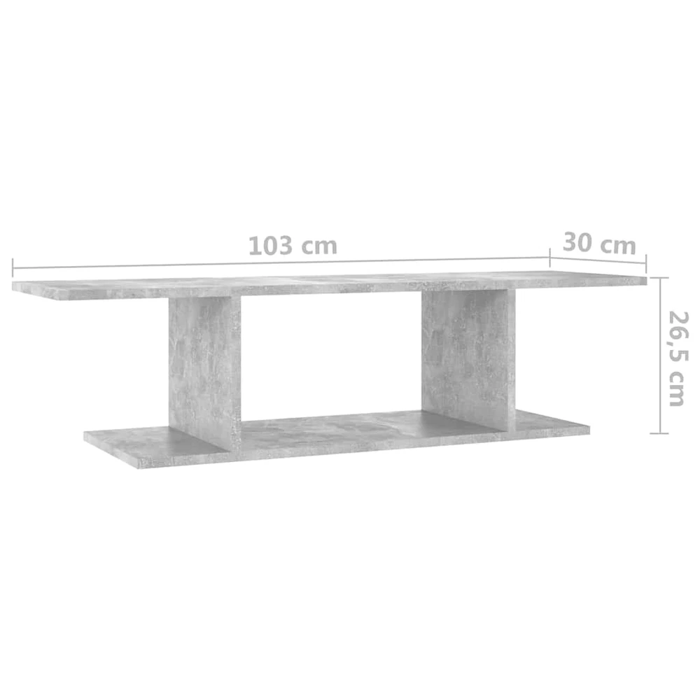 TV staliukas Sieninė televizoriaus spintelė, betono pilka, 103x30x26,5cm