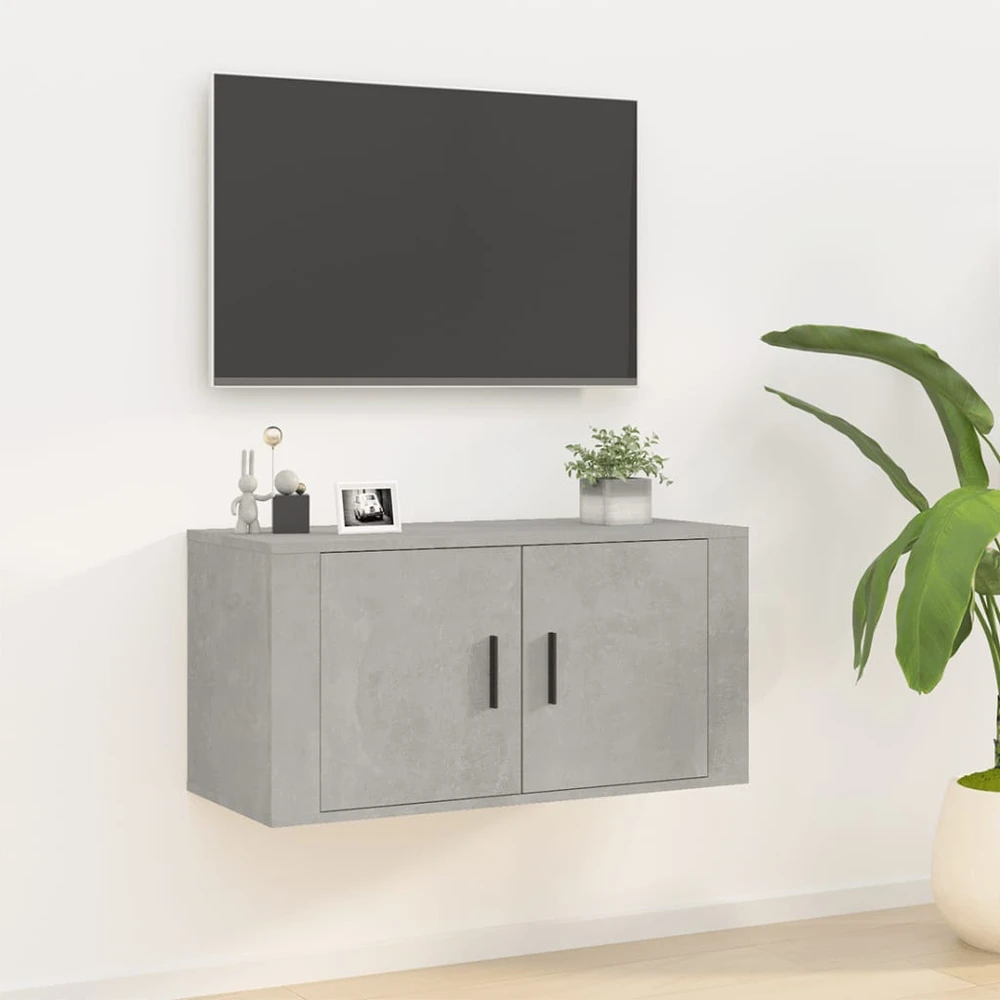 TV staliukas Sieninė televizoriaus spintelė, betono pilka, 80x34,5x40cm