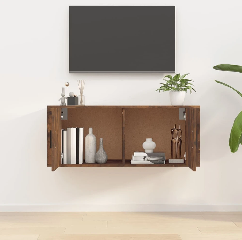 TV staliukas Sieninė televizoriaus spintelė, dūminio ąžuolo, 100x34,5x40cm