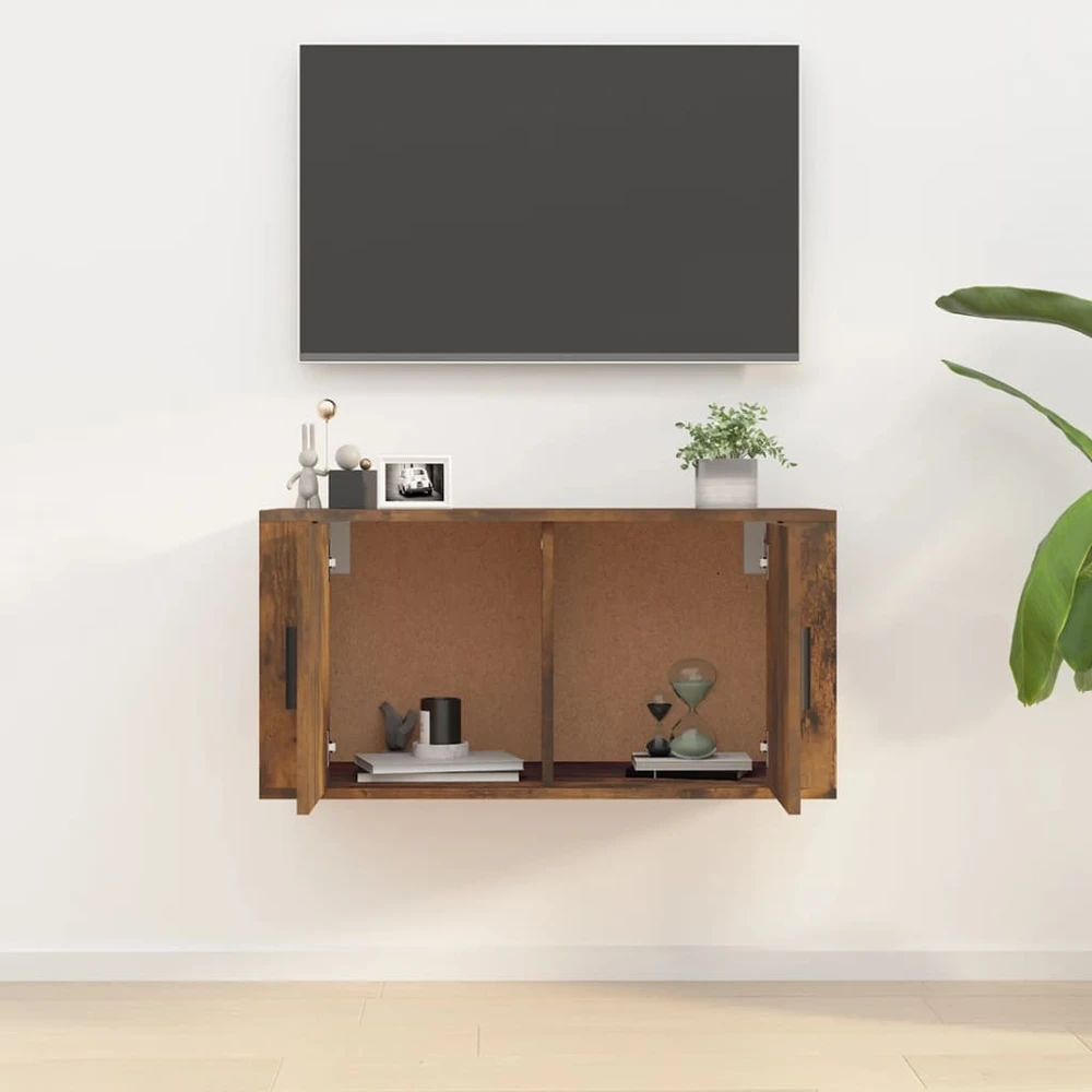 TV staliukas Sieninė televizoriaus spintelė, dūminio ąžuolo, 80x34,5x40cm