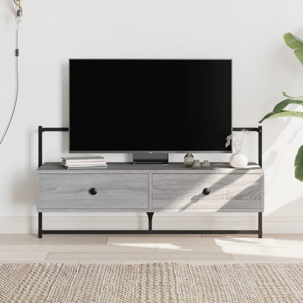 TV staliukas Sieninė televizoriaus spintelė, pilka, 100,5x30x51cm, mediena