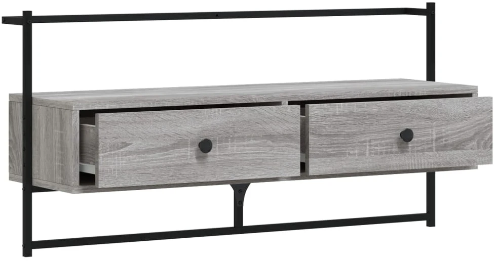 TV staliukas Sieninė televizoriaus spintelė, pilka, 100,5x30x51cm, mediena