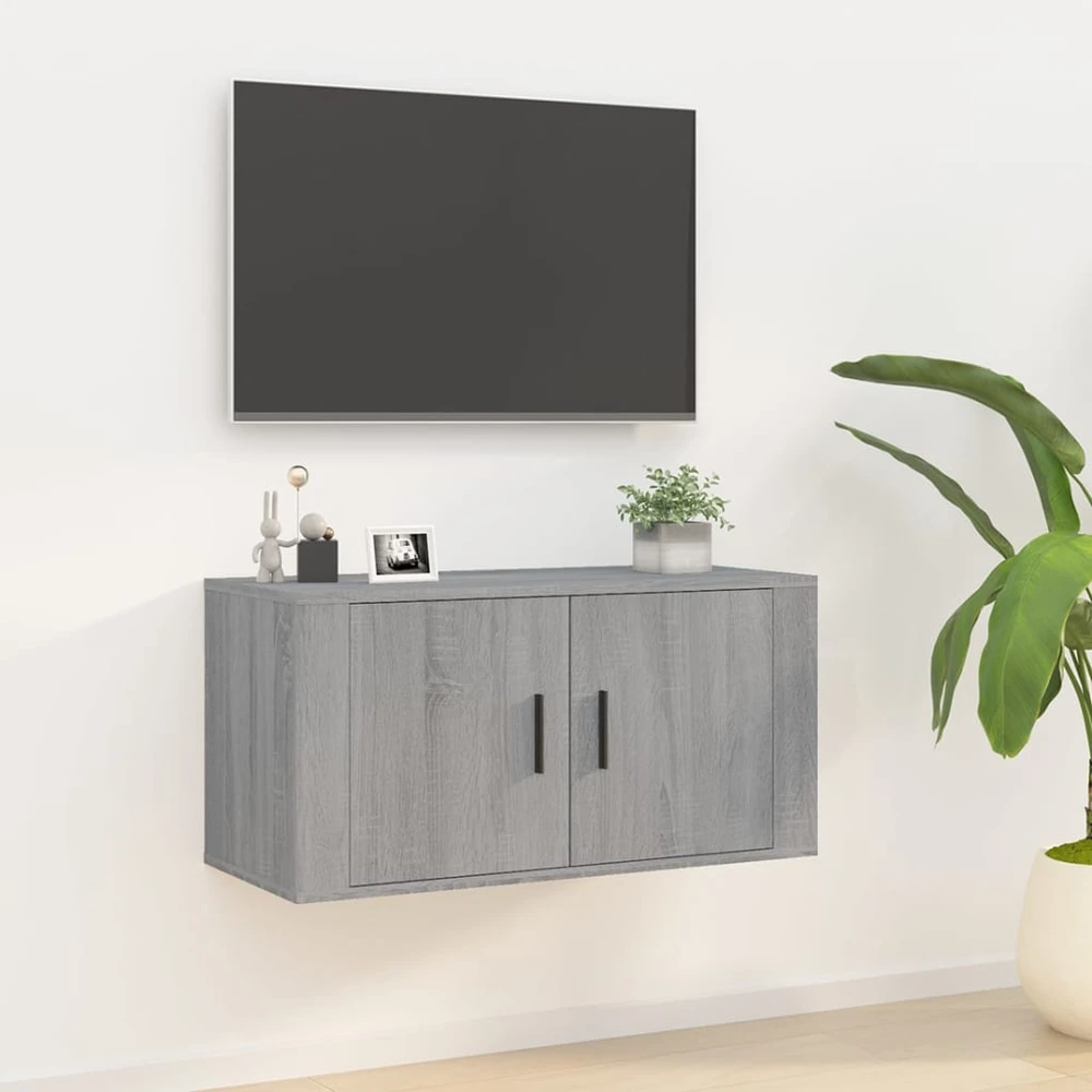 TV staliukas Sieninė televizoriaus spintelė, pilka ąžuolo, 80x34,5x40cm
