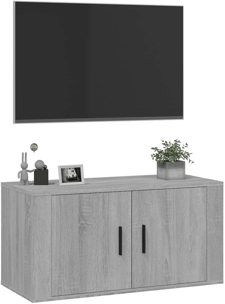 TV staliukas Sieninė televizoriaus spintelė, pilka ąžuolo, 80x34,5x40cm
