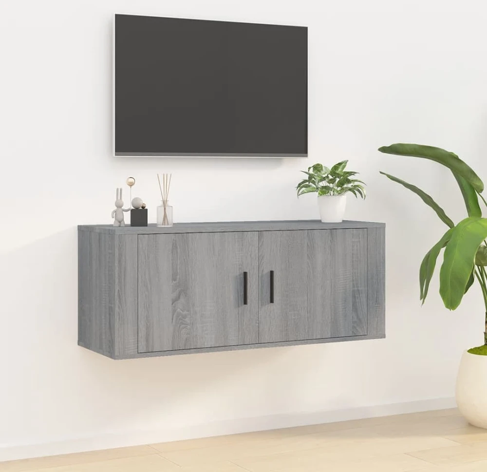 TV staliukas Sieninė televizoriaus spintelė, pilka ąžuolo, 100x34,5x40cm