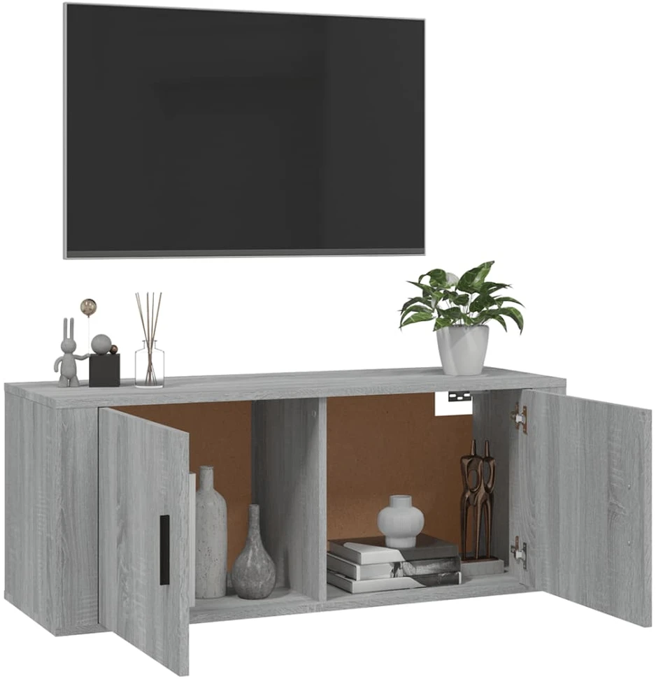 TV staliukas Sieninė televizoriaus spintelė, pilka ąžuolo, 100x34,5x40cm