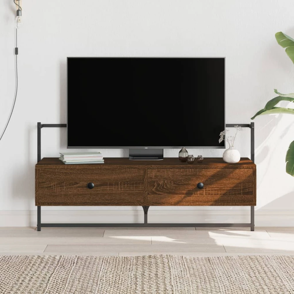 TV staliukas Sieninė televizoriaus spintelė, ruda, 100,5x30x51cm, mediena