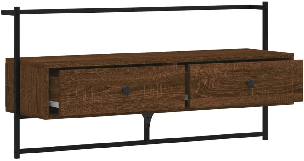 TV staliukas Sieninė televizoriaus spintelė, ruda, 100,5x30x51cm, mediena