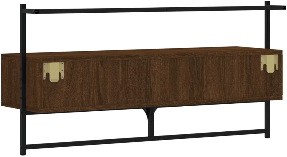 TV staliukas Sieninė televizoriaus spintelė, ruda, 100,5x30x51cm, mediena