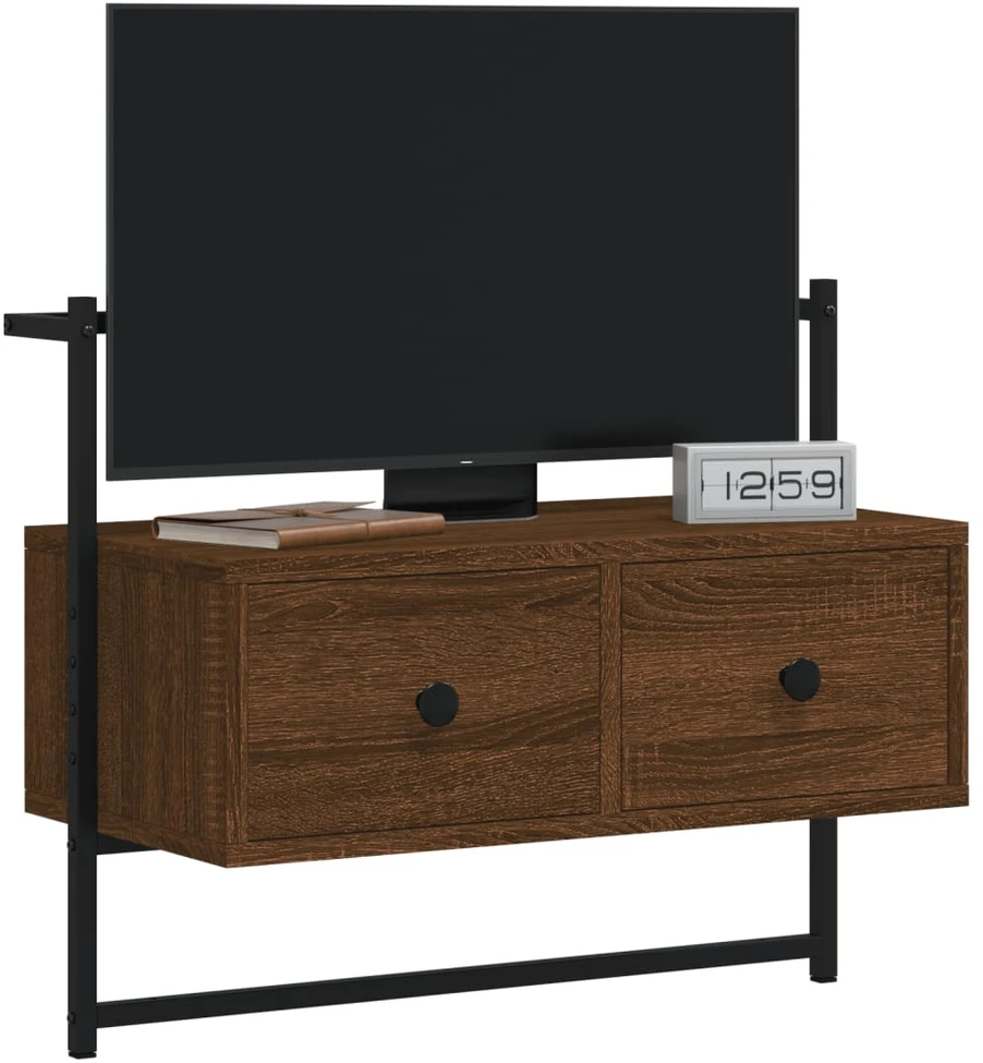 TV staliukas Sieninė televizoriaus spintelė, ruda, 60,5x30x51cm, mediena