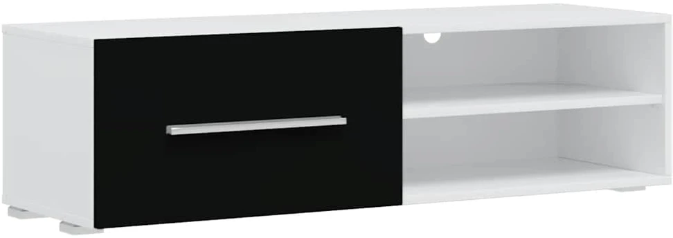 TV staliukas Sieninė televizoriaus spintelė su LED apšvietimu, 5d., juoda