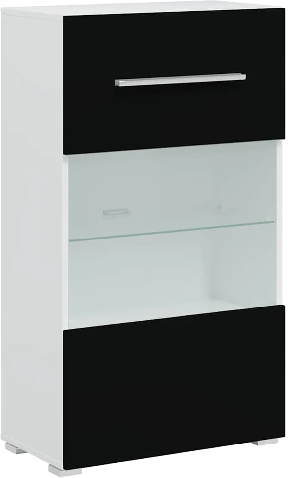 TV staliukas Sieninė televizoriaus spintelė su LED apšvietimu, 5d., juoda