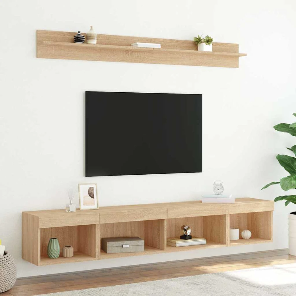 TV staliukas Sieninė TV sekcija su LED, 5 dalių, ąžuolo, apdirbta mediena