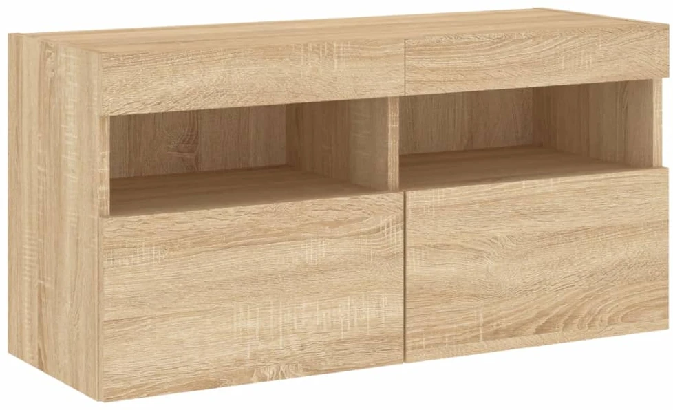 TV staliukas Sieninė TV sekcija su LED, 5 dalių, ąžuolo, apdirbta mediena