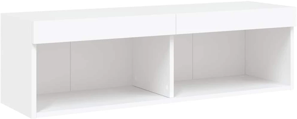 TV staliukas Sieninė TV sekcija su LED, 5 dalių, balta, apdirbta mediena