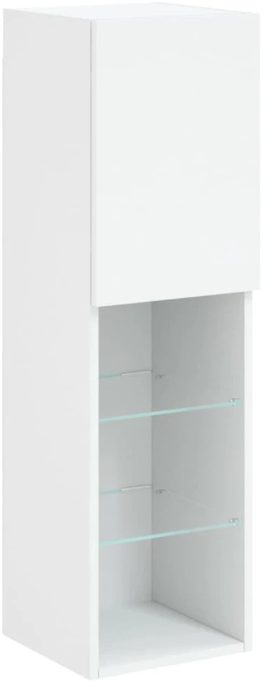 TV staliukas Sieninė TV sekcija su LED, 5 dalių, balta, apdirbta mediena
