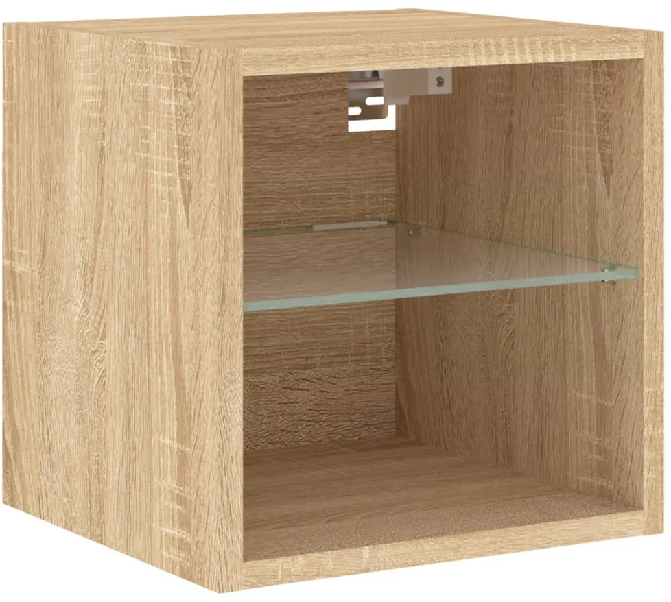 TV staliukas Sieninė TV sekcija su LED, 6 dalių, ąžuolo, apdirbta mediena