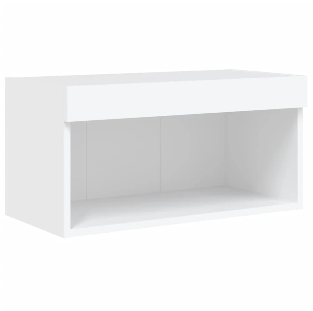 TV staliukas Sieninė TV sekcija su LED, 6 dalių, balta, apdirbta mediena