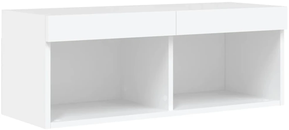 TV staliukas Sieninė TV sekcija su LED, 6 dalių, balta, apdirbta mediena