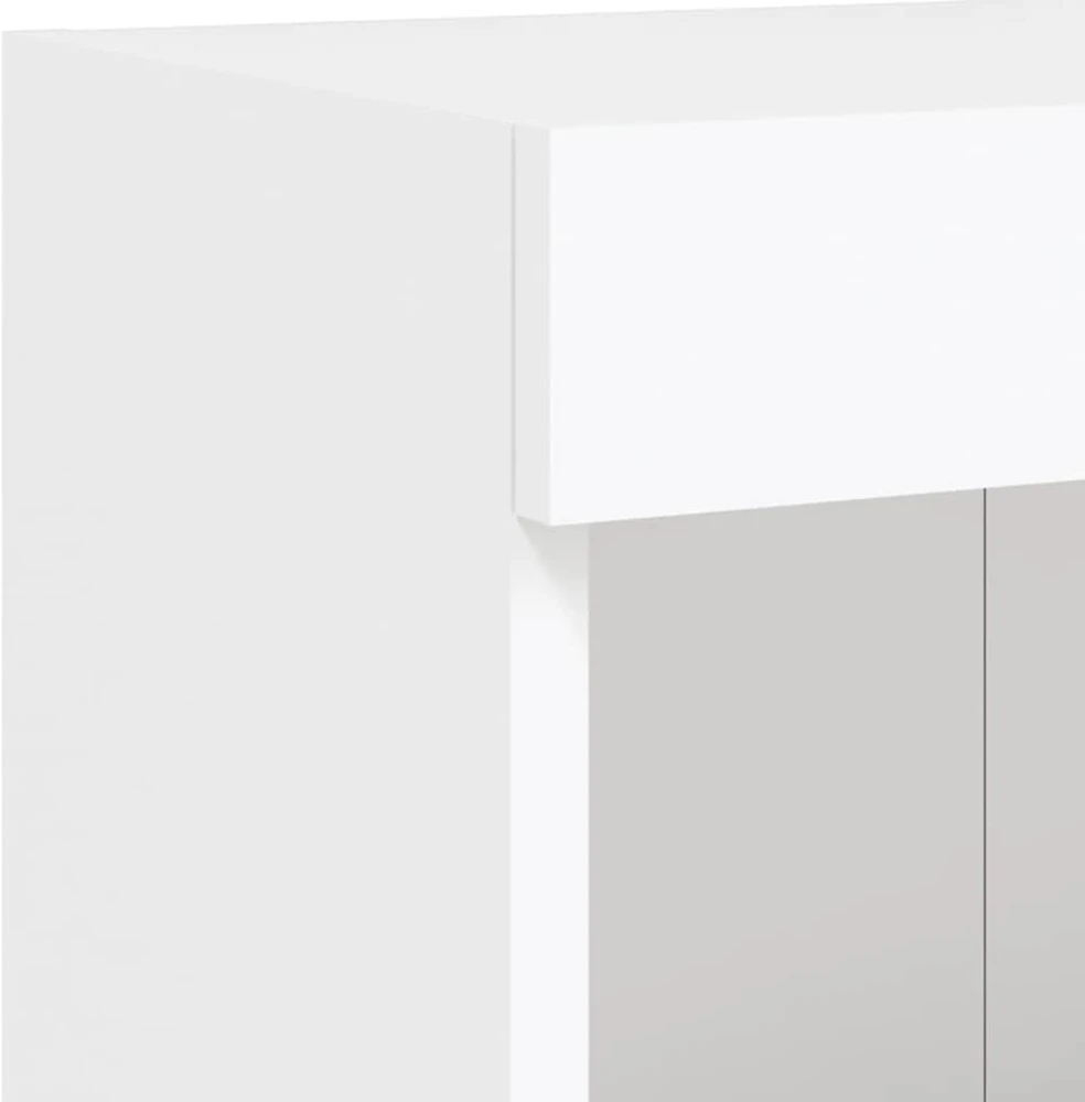 TV staliukas Sieninė TV sekcija su LED, 6 dalių, balta, apdirbta mediena