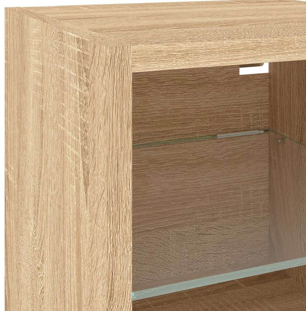 TV staliukas Sieninė TV sekcija su LED, 8 dalių, ąžuolo, apdirbta mediena