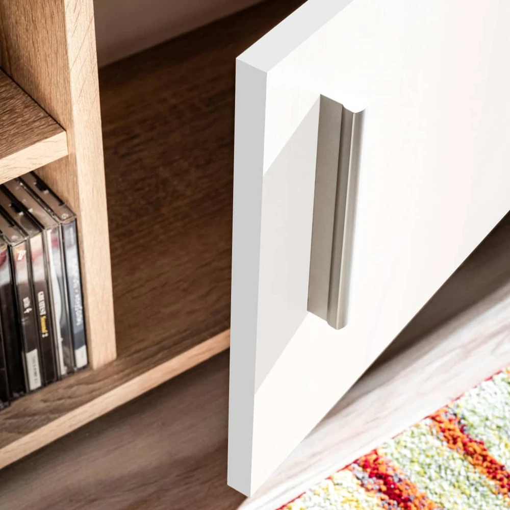 TV staliukas Sieninė TV sekcija su LED švies., Sonoma ąžuolo mediena, balta