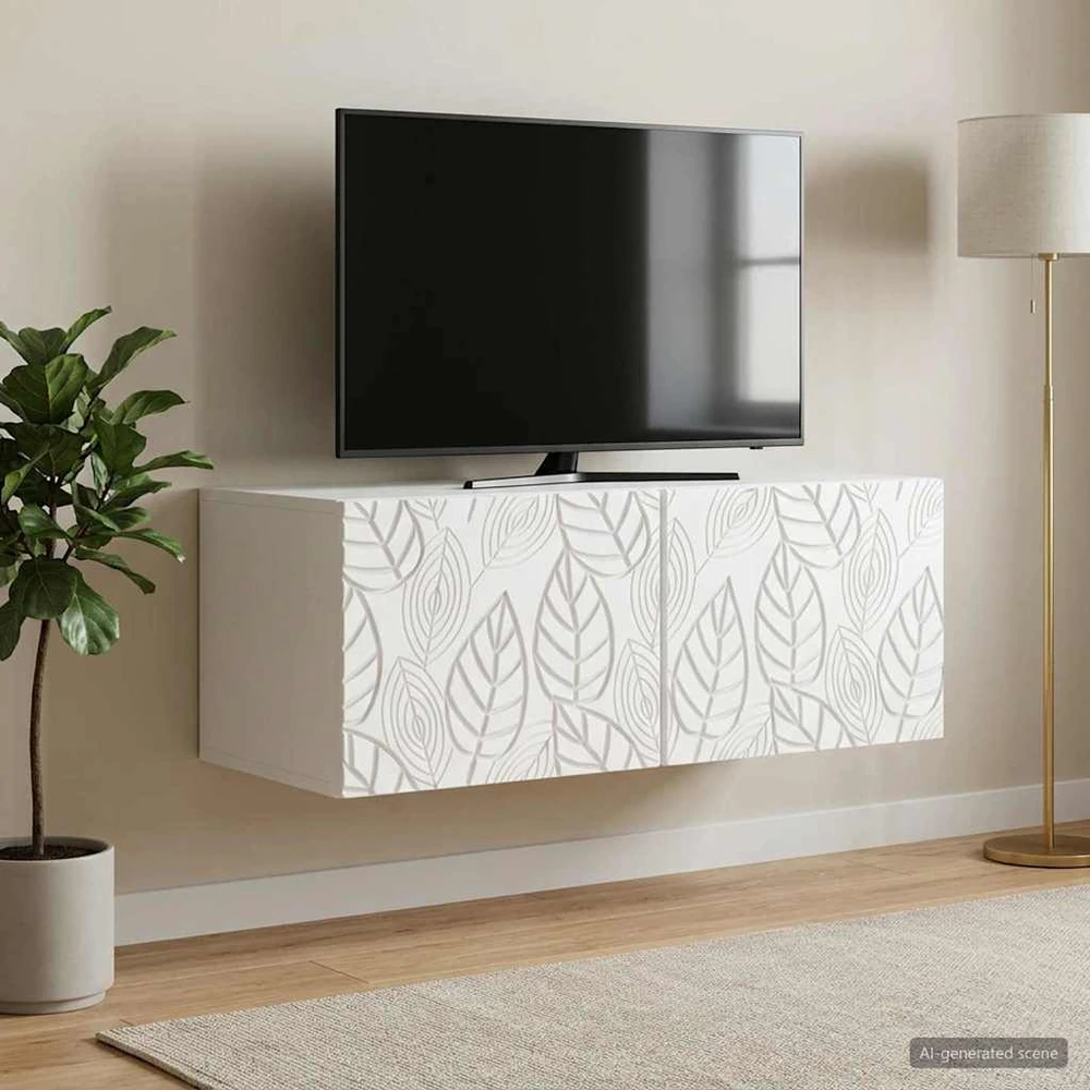 TV staliukas Sieninė TV spintelė 59,5 x 31 cm Balta Apdirbta mediena