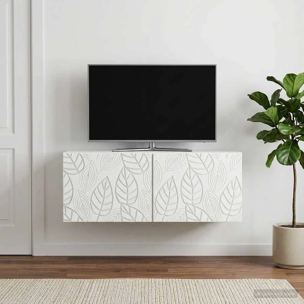 TV staliukas Sieninė TV spintelė 59,5 x 31 cm Balta Apdirbta mediena