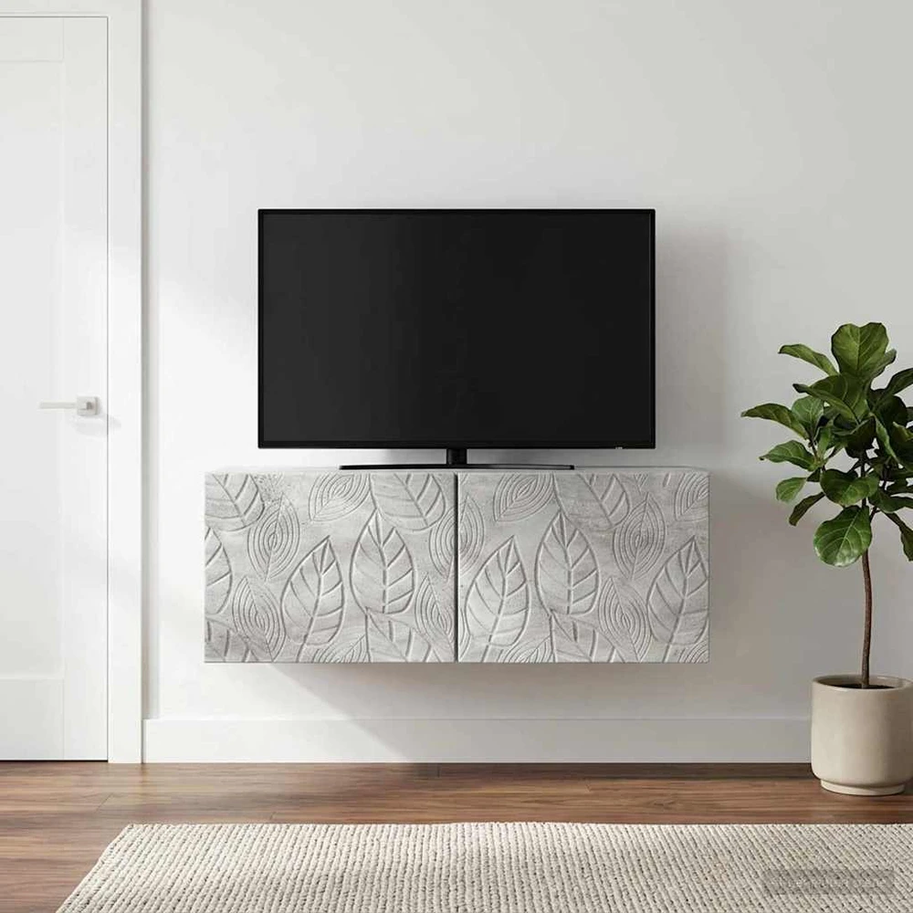 TV staliukas Sieninė TV spintelė 59,5 x 31 cm Betono pilka Apdirbta mediena
