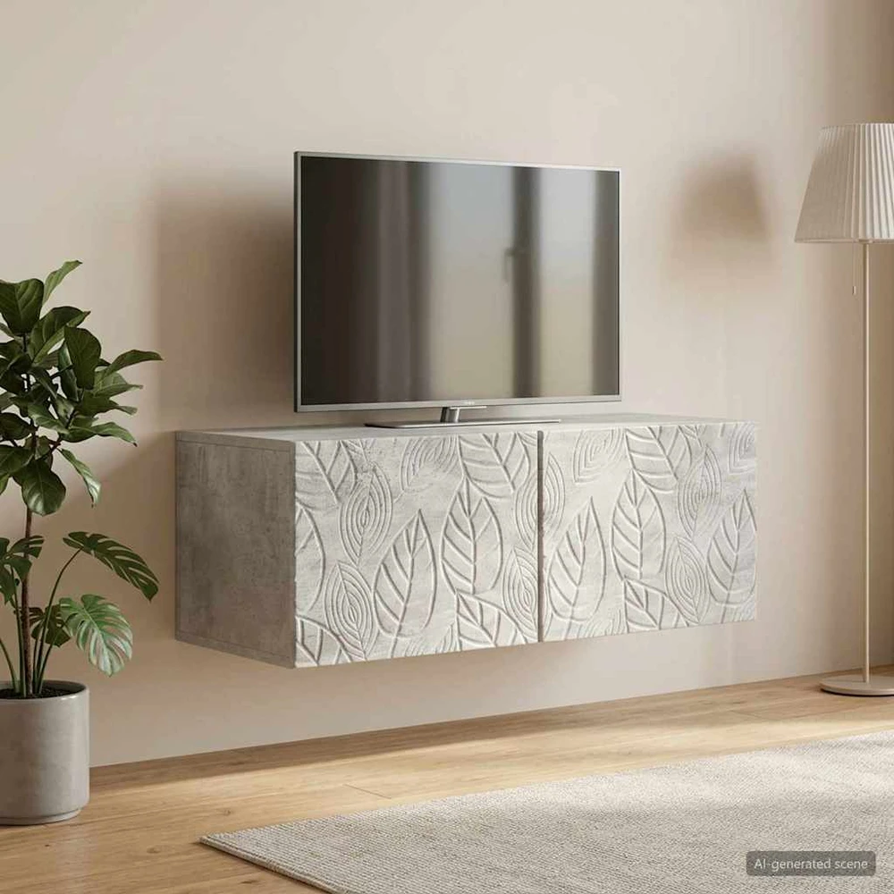 TV staliukas Sieninė TV spintelė 59,5 x 31 cm Betono pilka Apdirbta mediena