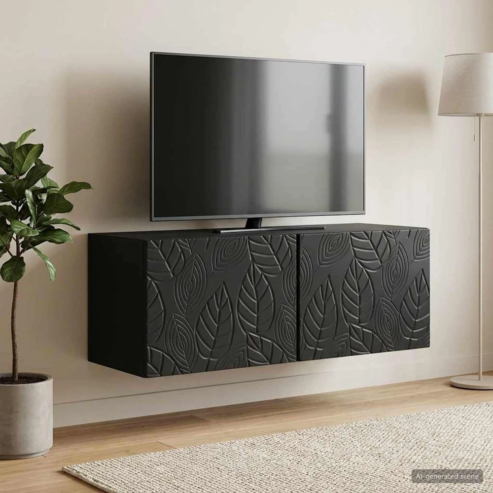TV staliukas Sieninė TV spintelė 59,5 x 31 cm Juoda Apdirbta mediena