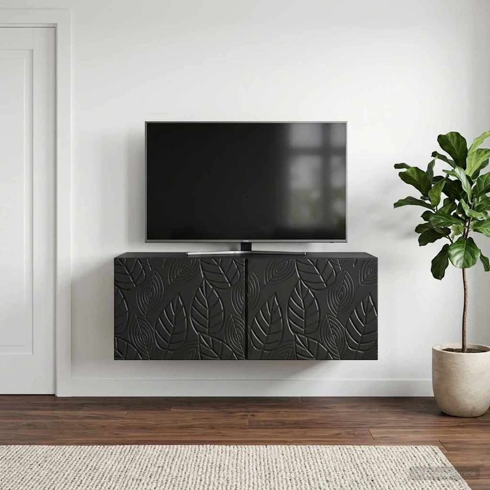 TV staliukas Sieninė TV spintelė 59,5 x 31 cm Juoda Apdirbta mediena