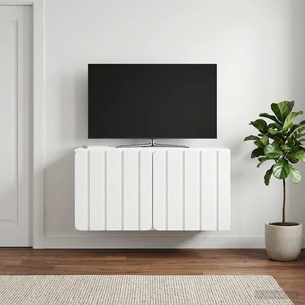 TV staliukas Sieninė TV spintelė 59,5 x 31 x 30 cm Balta Apdirbta mediena
